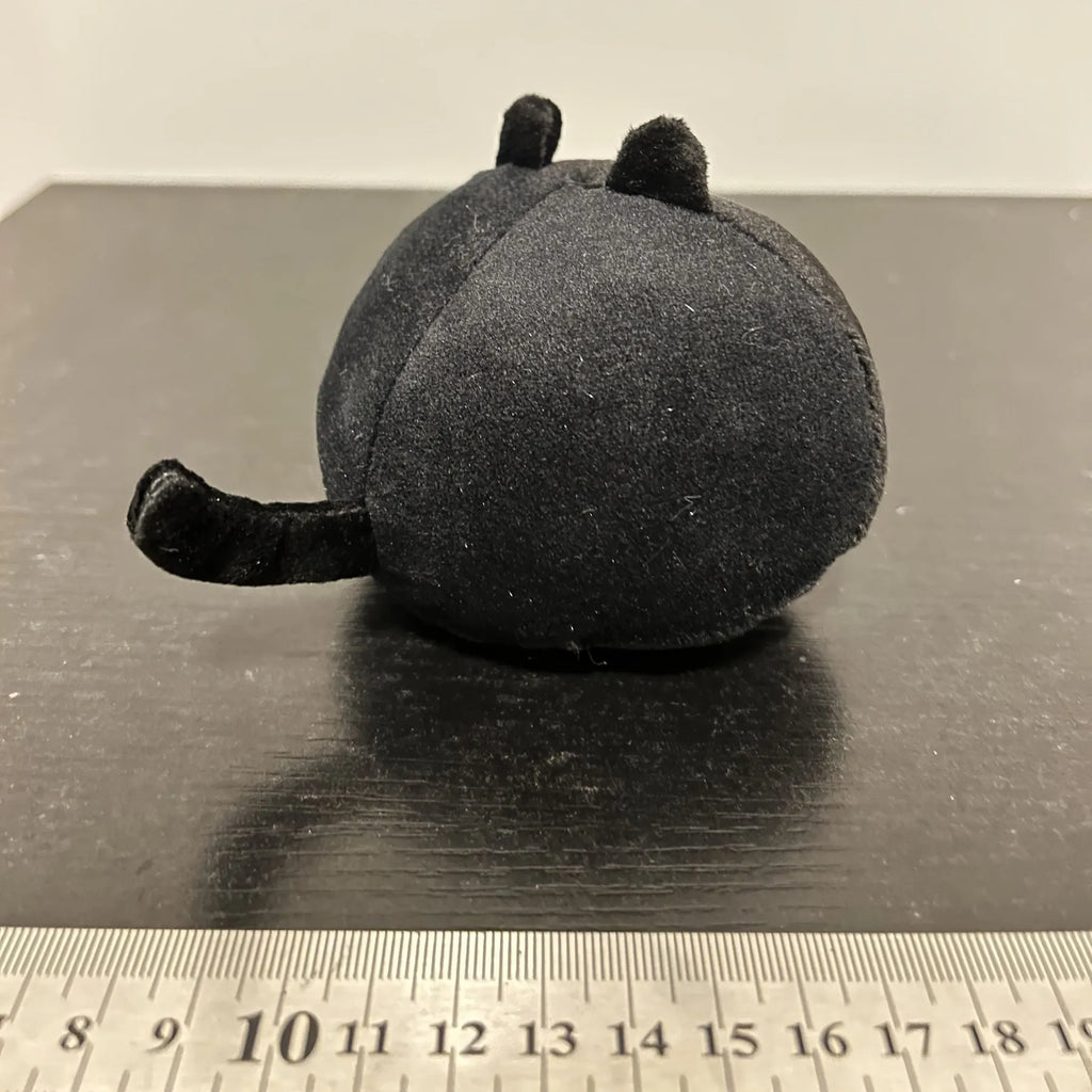 Large black fluffy cat plush toy with soft pillow cushion shape for kids and home decoration