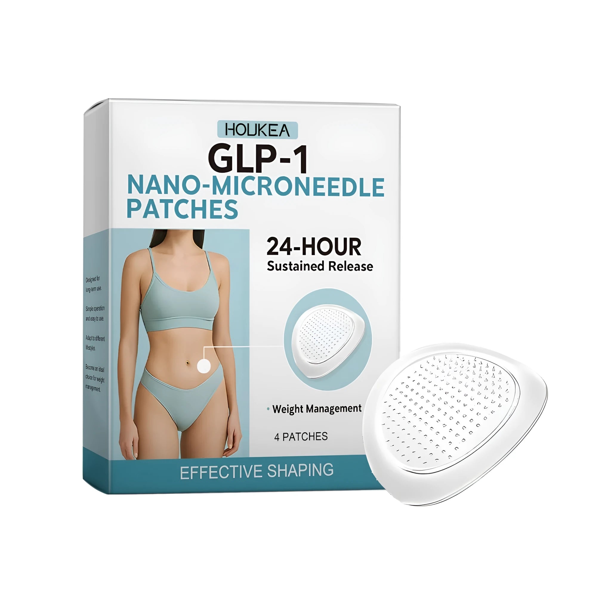 Four nano-microneedle skincare patches in sealed packaging