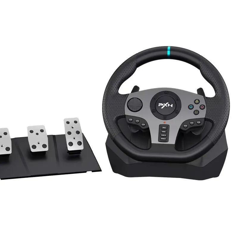 PXNV9 racing game aiming wheel with pedal and gear, USB compatible with PC, PS3, PS4, Xbox One, Switch