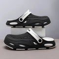 Men's grey closed toe beach slippers with non-slip sole and round toe design