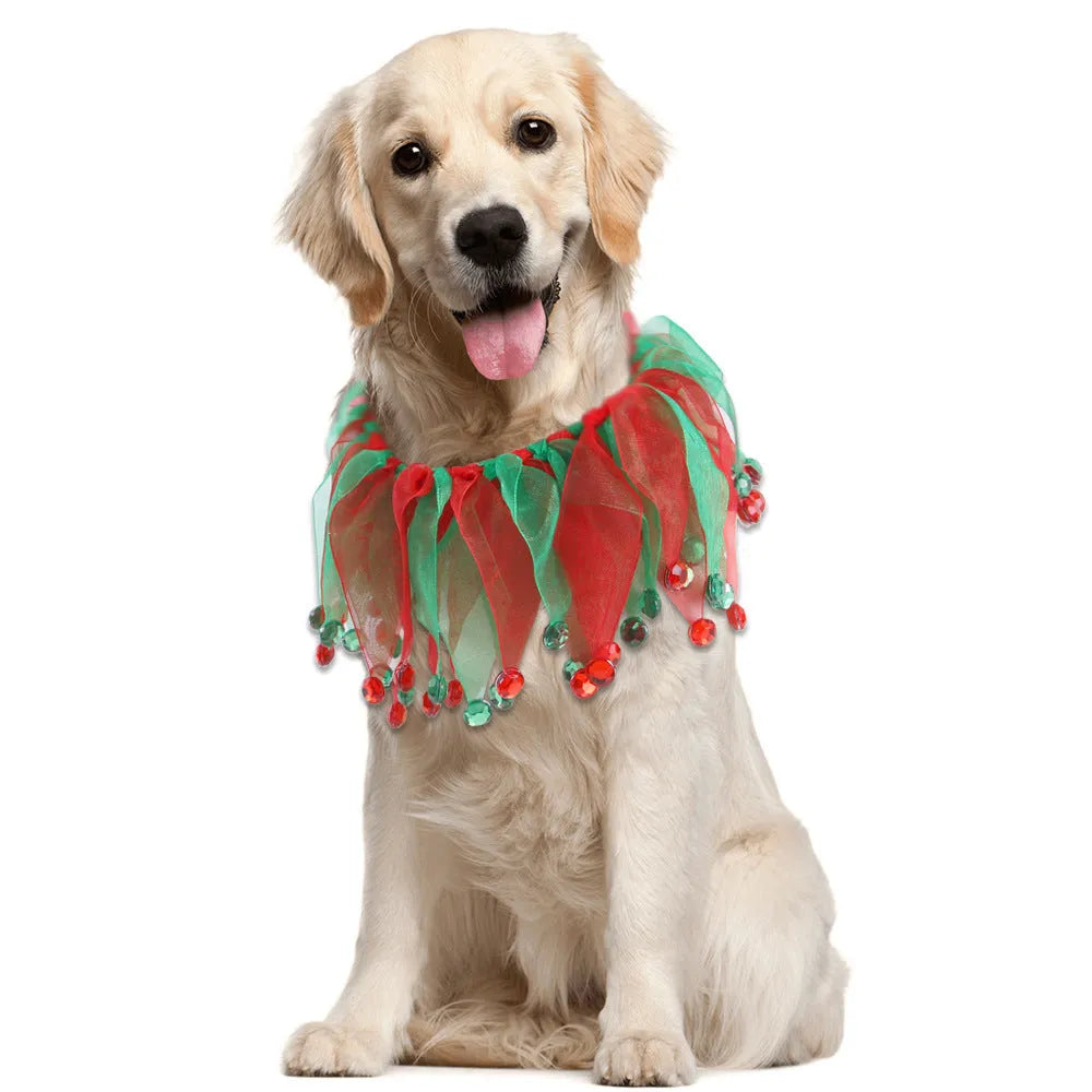 Tie-dye cloth dog collar in colourful patterns including blue, green, Christmas and Halloween styles