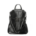 Genuine leather women's retro backpack showing multiple compartments and European-American styling
