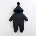 Cotton hooded zip-up baby romper in red, green, yellow, black, navy blue, or orange, sizes 70cm to 100cm