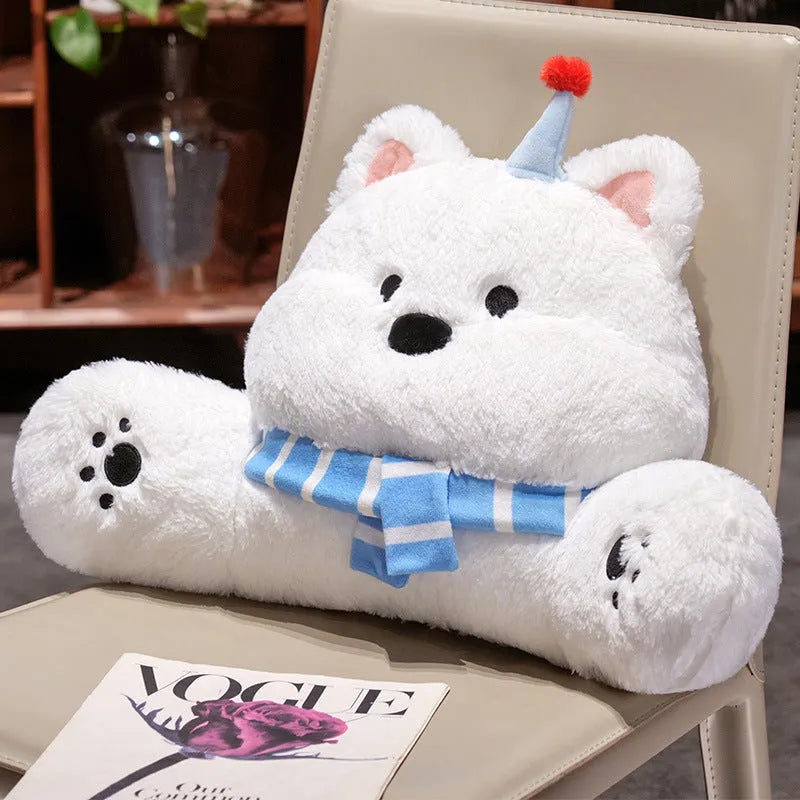Plush cartoon car backrest cushion with cute animal print 60x35 cm