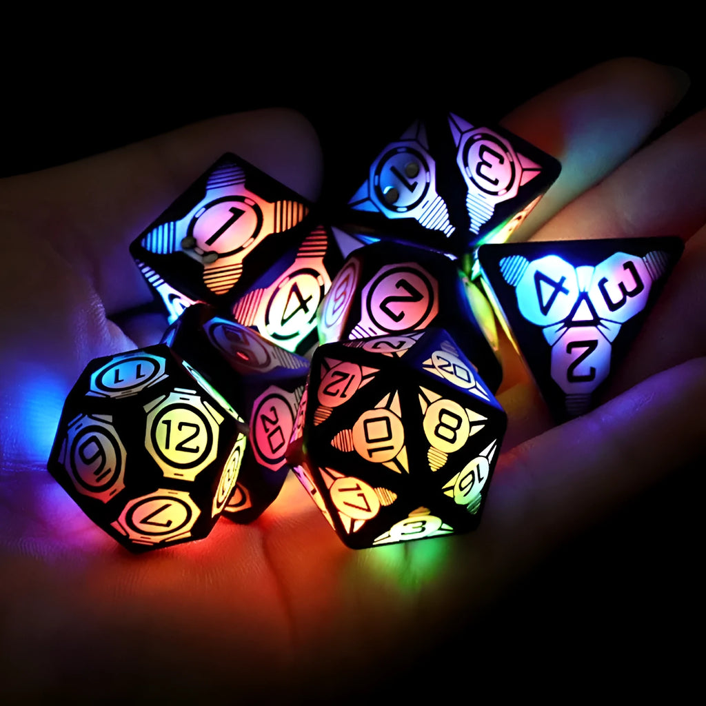 Charging luminous dice chip LED set in ABS plastic with rounded style