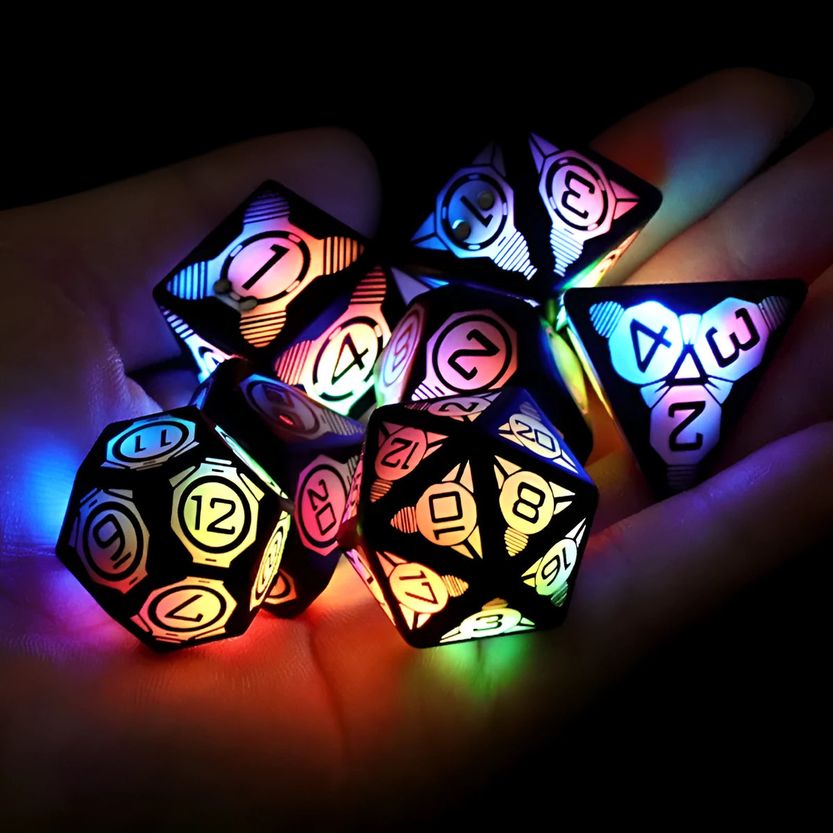 Charging luminous dice chip LED set in ABS plastic with rounded style