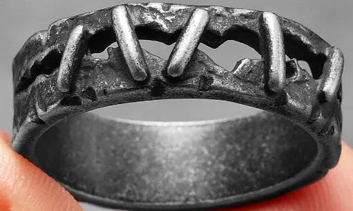 Stainless steel double ring with punk stitching design in Style 2 colour