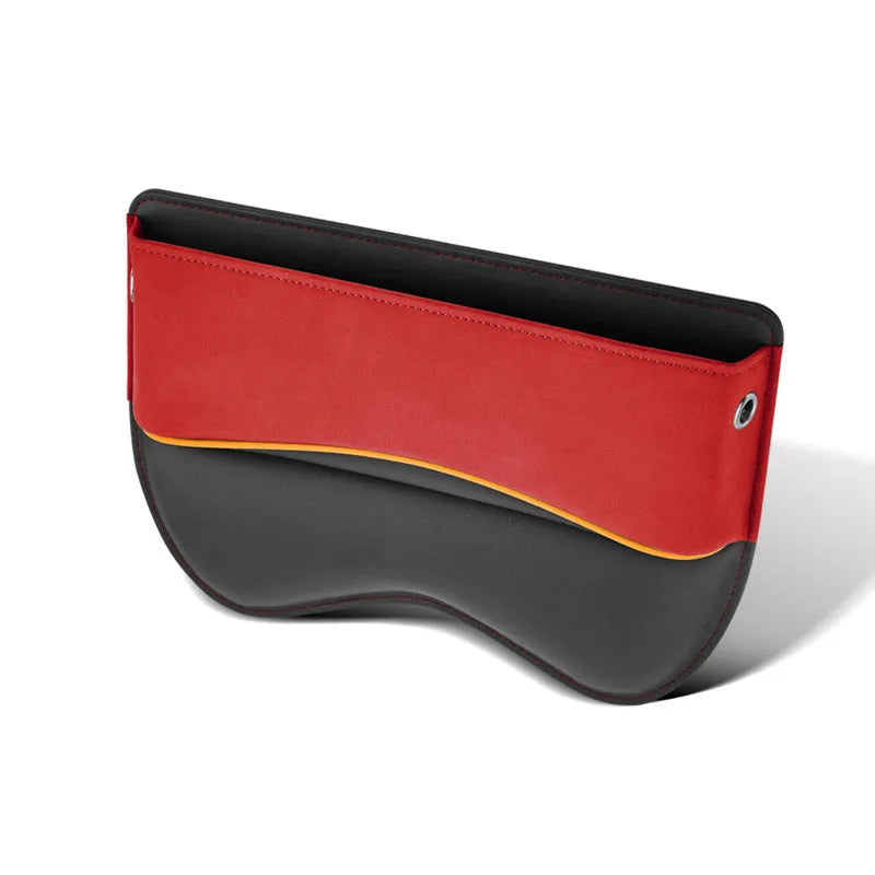 Leather car seat storage organiser box shown in a beige suede colour finish.