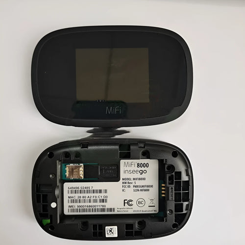 Black Mifi8000 portable 4G wireless router with compact design for mobile internet access.