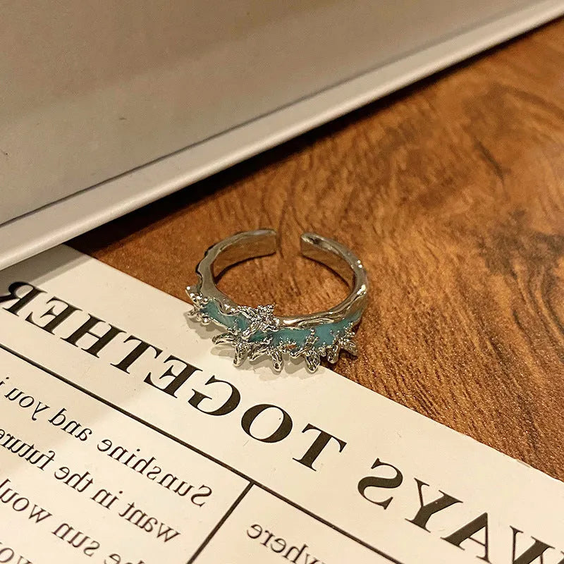 Chinese butterfly design women's copper ring with dripping oil treatment finish