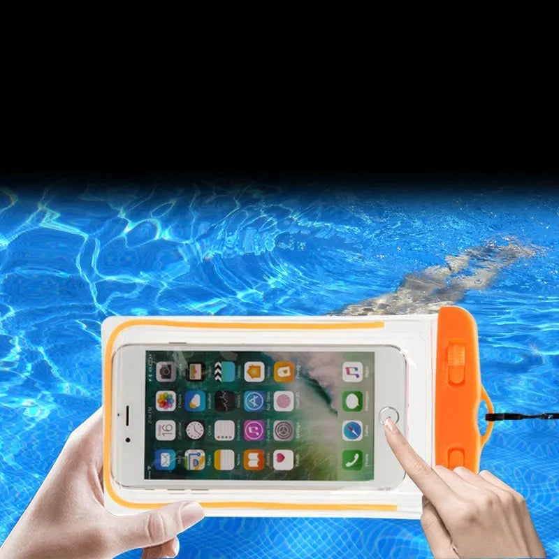 Waterproof luminous phone case in multiple colours with clear touch screen panel