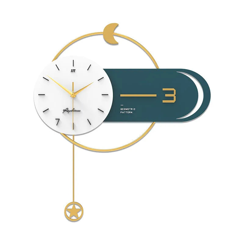 Modern simple metal wall clock in light luxury style, 54x60cm, for living room decor