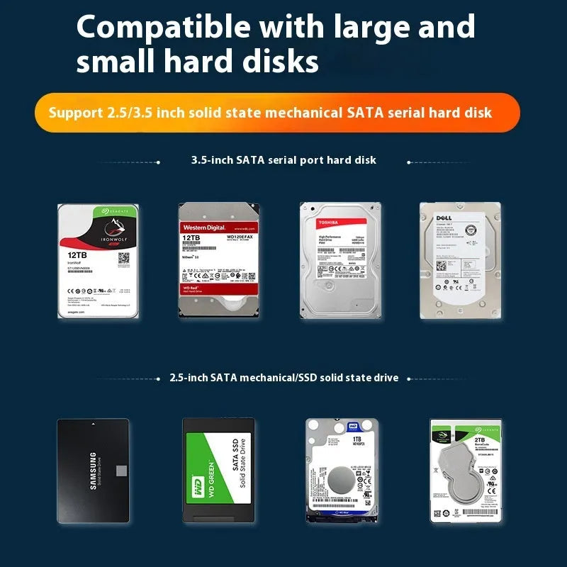 3.5 inch SATA to USB 3.0 hard disk enclosure with power supply and data cable