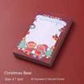 Christmas cartoon sticky notes pad with Santa, snowman, elf, gift, sled, house, bear and crystal ball designs