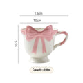 Original design ceramic mug with heart bow shape in White Powder or Black Pink colour, 301-400ml capacity