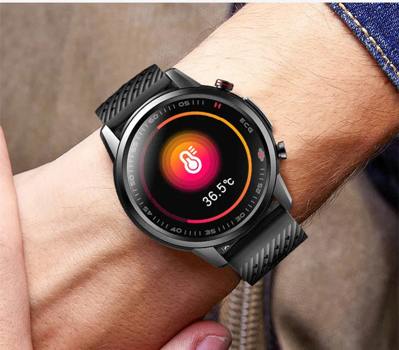 F800 ECG blood pressure monitoring sports smart watch with 1.3-inch screen in black or silver grey