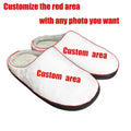 Women's pattern printed warm cotton slippers in a custom colour on a flannel background.