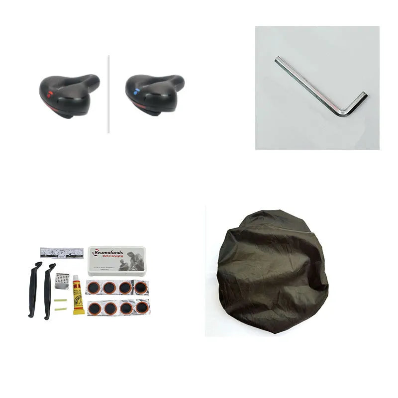 Bicycle cushion with PU leather cover, waterproof protection, wrench tool, and tire patch kit