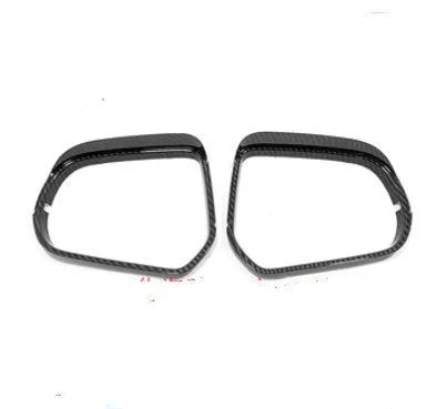 Pair of tremella pattern plastic rearview mirror cover stickers in silver and black finishes