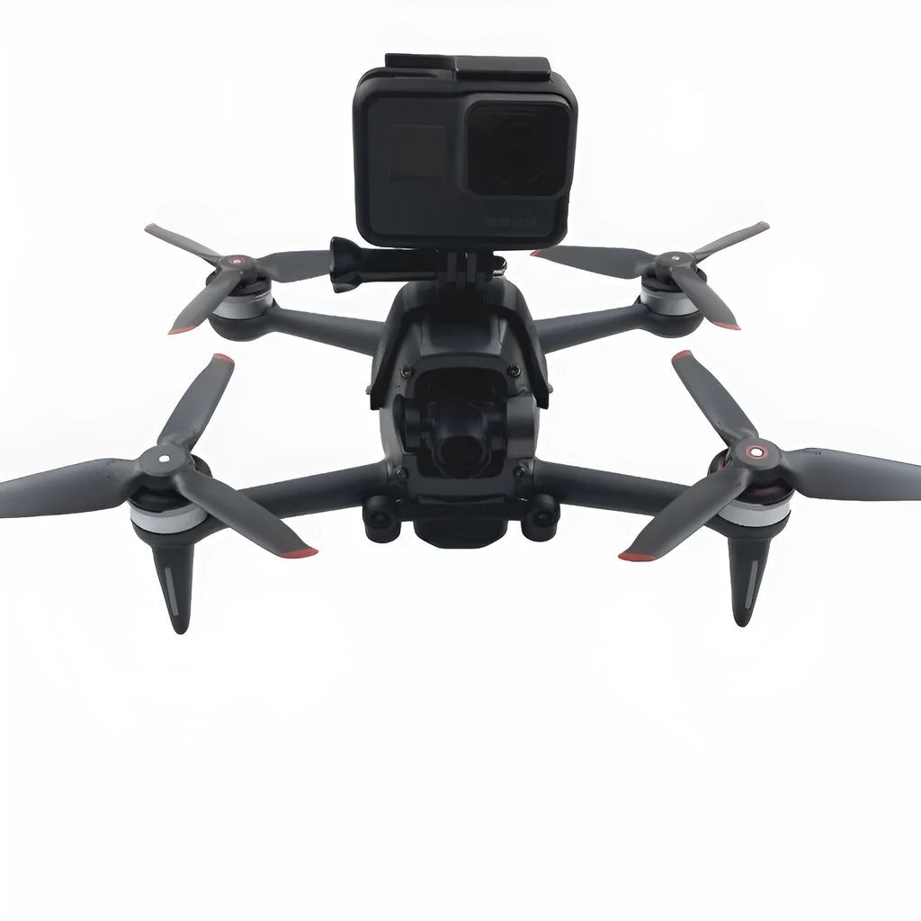 FPV action camera expansion bracket showing 3D-printed hard plastic construction with soft sponge contact surface