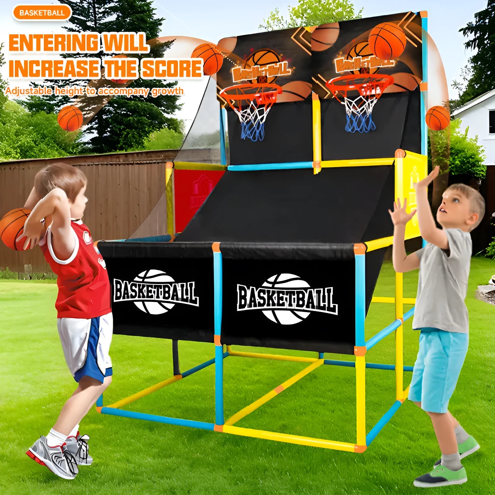 Indoor plastic basketball stand with electric scoring board, 89x46x140 cm, in Scoring Basketball Stand 16B colour