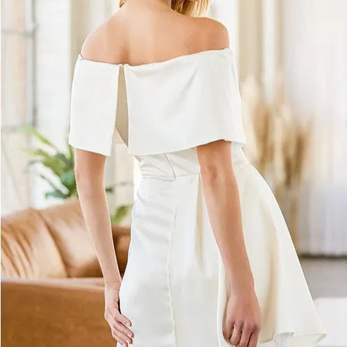 Strapless off-shoulder dress with high waist, patchwork midi skirt, and lace-up back in matcha green
