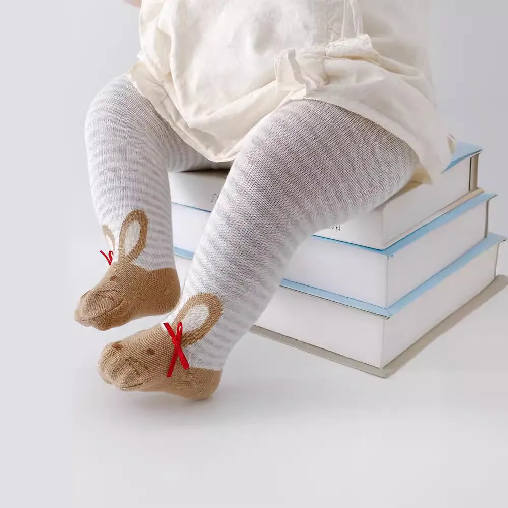 Baby cotton pantyhose leggings for boys and girls, high waist, gray white dots pattern, 0-12 months