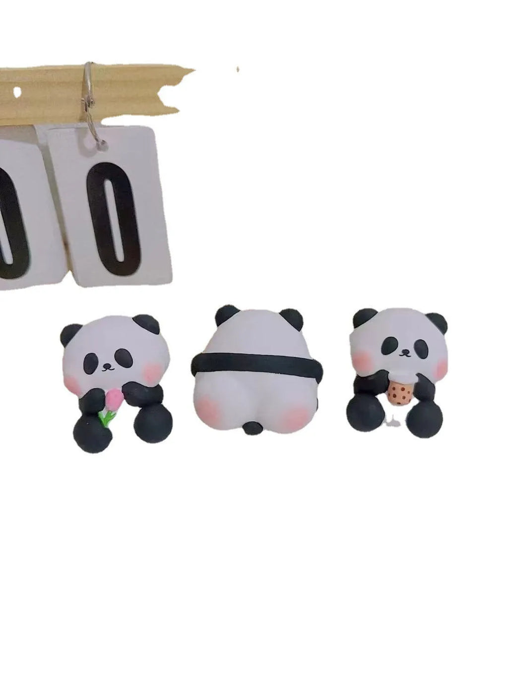 Panda car vent perfume decoration showing three design options: milk tea panda, flower panda and back panda