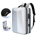 Men's black and silver white business backpack in ABS PC and Oxford cloth with curved shoulder straps
