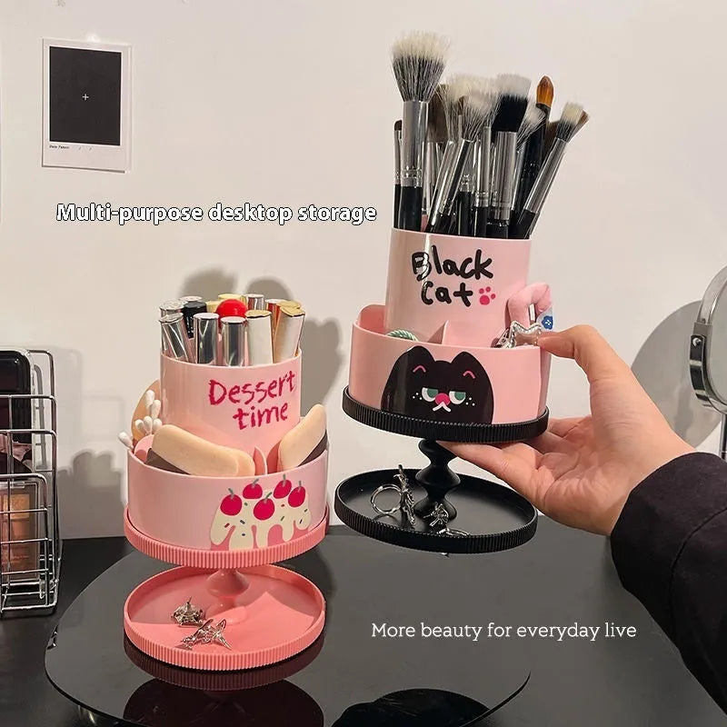 Rotating cosmetic brush barrel storage organiser in Japanese style with 18 litre capacity