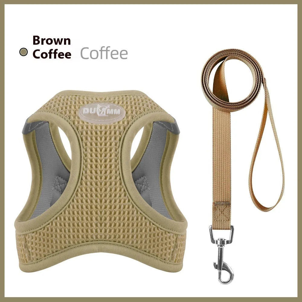 Fashion Waffle cloth pet harness for cats and small dogs with chest strap in brown colour
