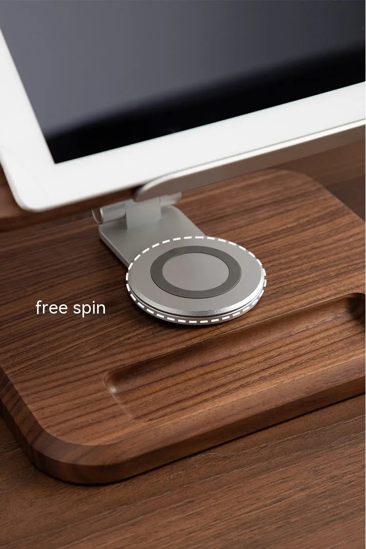 Walnut wood adjustable rotating reading rack holding book at angle