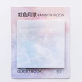 Square planet-themed sticky notes notepad showing oil painting designs of moon, earth, and mars
