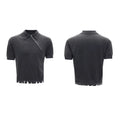Men's slim-fit knitted polo shirt with oblique zipper in ice-feeling polyester fabric