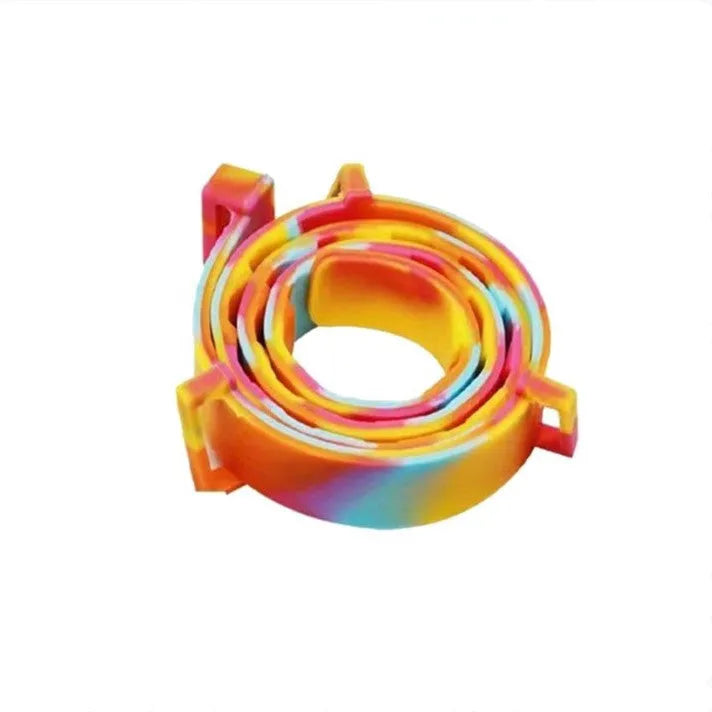 Rainbow plastic anti-flea pet collar for cats or dogs in boxed packaging