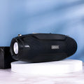 Compact portable Bluetooth speaker in multiple colours with buttons, USB port, and splash-resistant plastic casing.