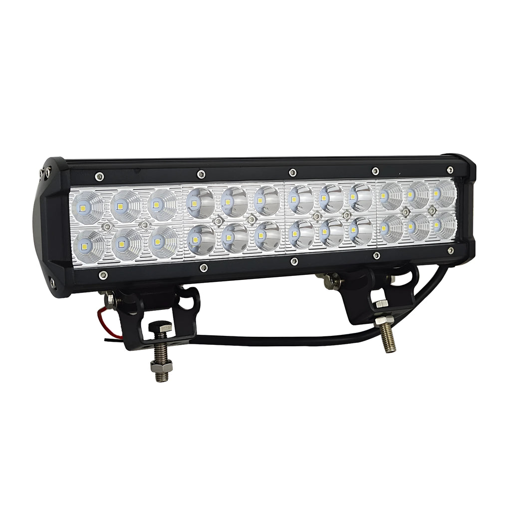 Black aluminium 72W LED roof light bar for off-road vehicles with double-row LED configuration