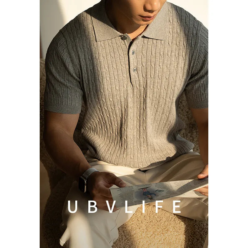 Men's short sleeve casual work shirt in khaki, black, or white colours.