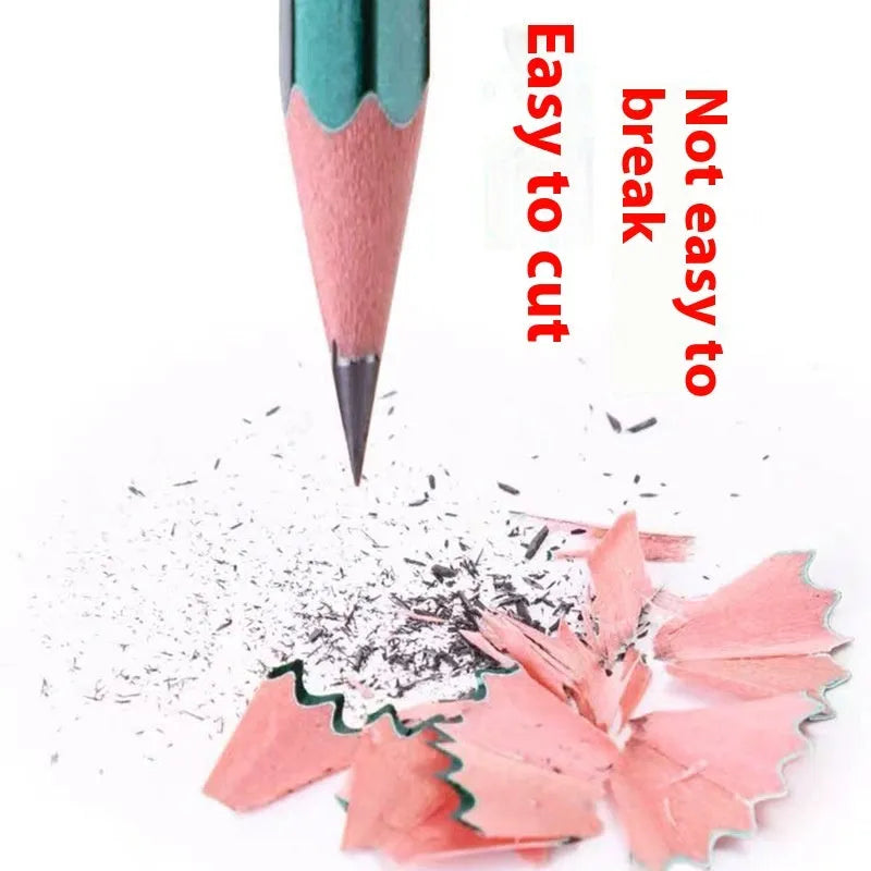 Green hexagonal wooden pencils with HB and 2B graphite grades in pack of 10