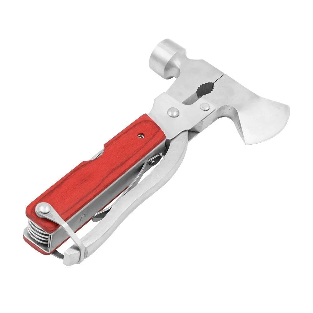 Solid steel 16-in-1 multi-functional car emergency safety hammer with Oxford fabric storage bag