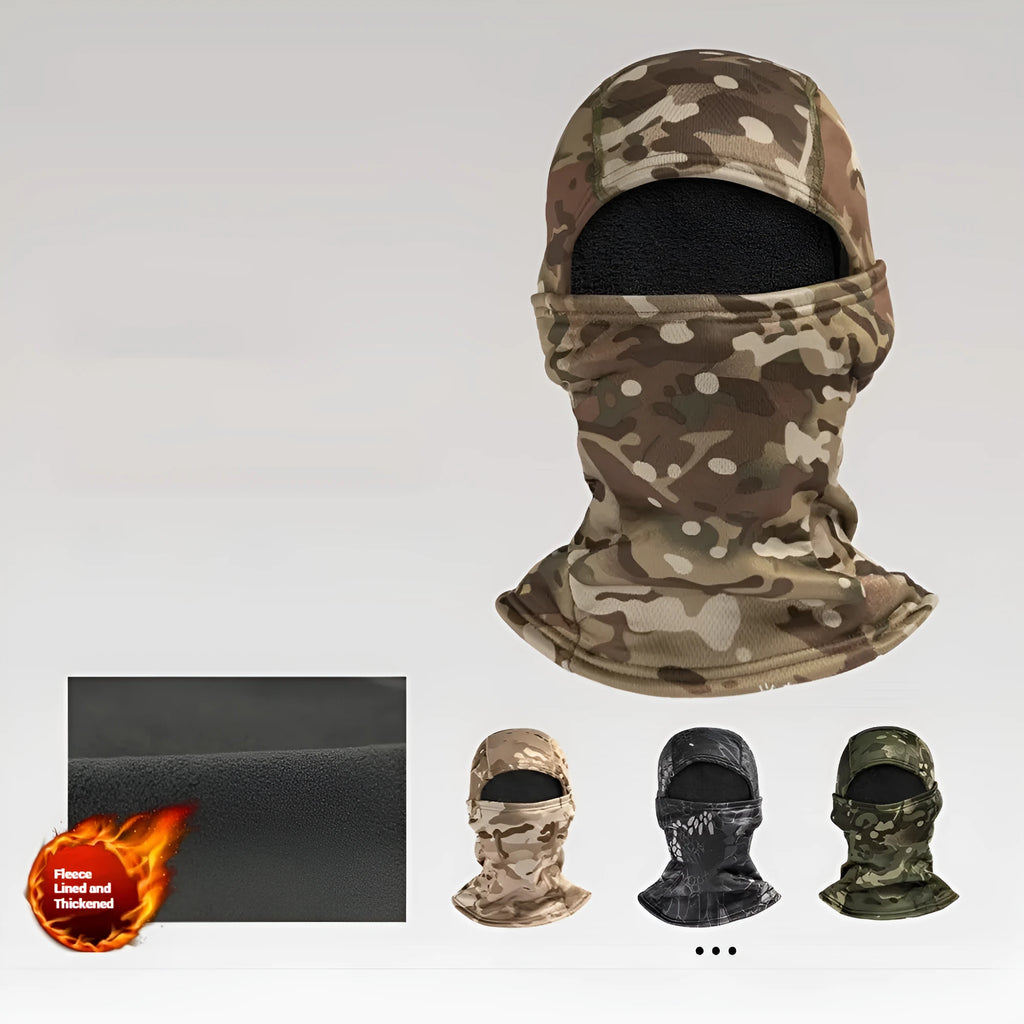 Outdoor camouflage cold-proof fleece cycling ski mask with polar fleece lining in CP Camouflage colour