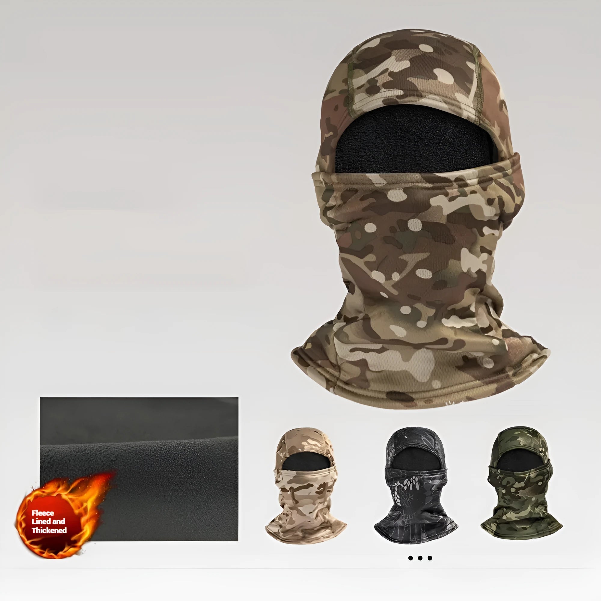 Outdoor camouflage cold-proof fleece cycling ski mask with polar fleece lining in CP Camouflage colour