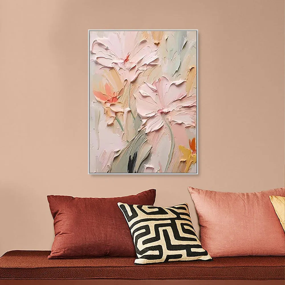 Handmade Oil Painting Canvas Wall Art Decoration 3D Texture Thick Oil Flowers Modern Abstract Vertical for Living Room Bedroom Home Office 60cm 70cm 80cm 90cm 100cm 120cm Sizes Without Inner Frame