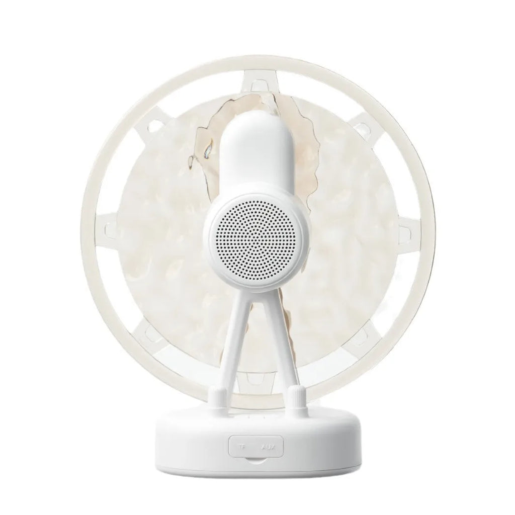 White Ferris wheel shaped Bluetooth speaker with water ripple LED lighting effects