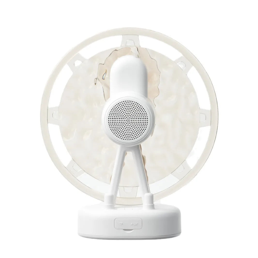 White Ferris wheel shaped Bluetooth speaker with water ripple LED lighting effects