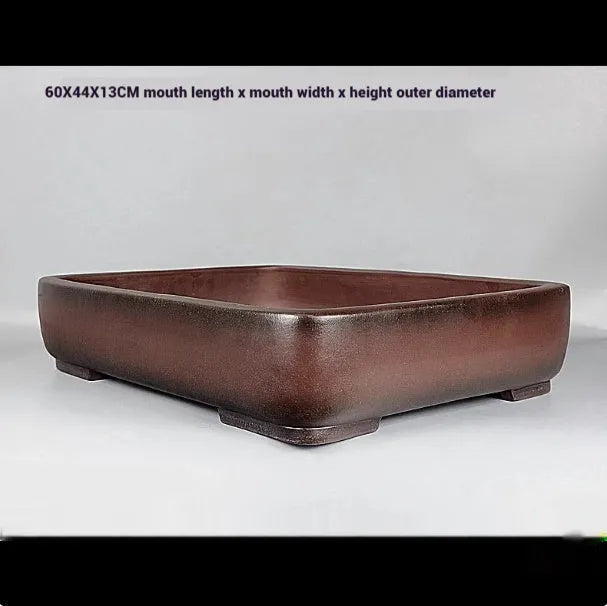 Handmade antique rectangular purple clay flower pot with measurements 60x44x13cm