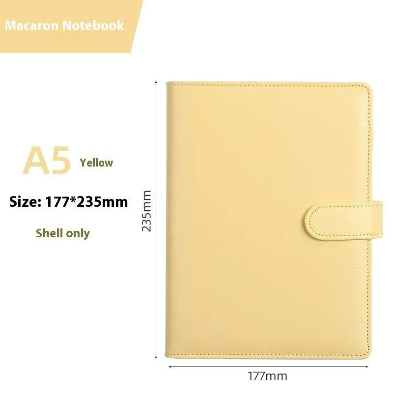 A5 PU leather zippered notebook shell in a solid colour, shown closed, for loose-leaf paper organisation.