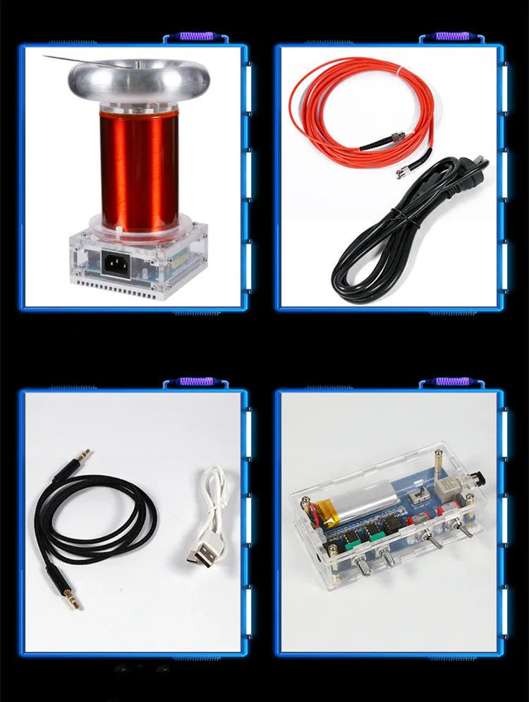 220V Tesla coil driver board unit with controller for generating music-synchronised high-voltage arc displays