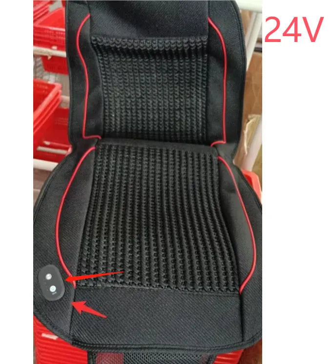 Square 60cm car ventilation seat cushion in black colour with power cord