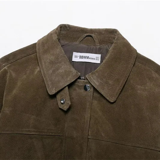 Women's medium thickness PU casual jacket in picture colour with Japanese Korean style details